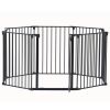 200" Adjustable Safety Gate 8 Panels Play Yard Metal Doorways Fireplace Fence Christmas Tree Fence Gate for House Stairs Gate prohibited area fence