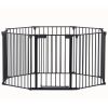 200" Adjustable Safety Gate 8 Panels Play Yard Metal Doorways Fireplace Fence Christmas Tree Fence Gate for House Stairs Gate prohibited area fence