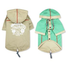 Touchdog 'Cloudburst' Waterproof Reversible Dog Raincoat (Color: Khaki)